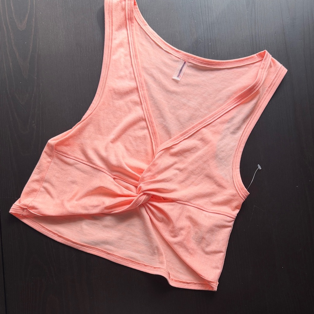 FREE PEOPLE MOVEMENT Active Peach Twist Front Tank Top S